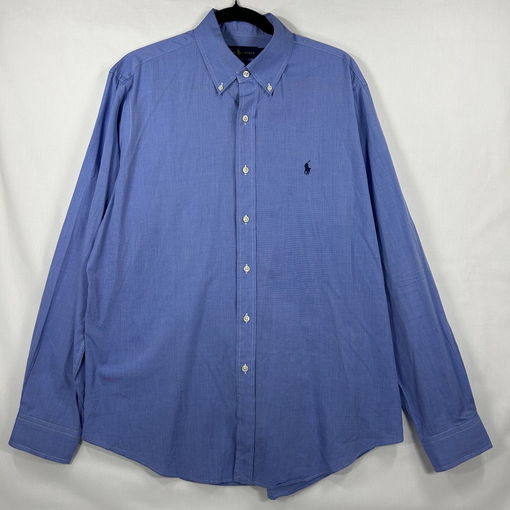 Mens Ralph Lauren Blue Button-Down Long Sleeve Shirt Size L